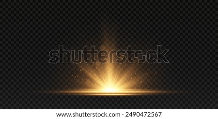 	
Golden star or sun with highlights. The effect of an explosion of light energy. Vector light effect 