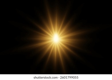 Golden star. Sunlight, lens flare, special effect.Vector illustration.EPS 10.