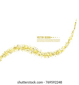 Golden star swirl. Abstract vector background with starry. 