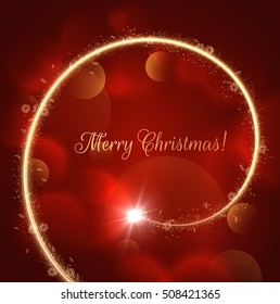 Golden star trail holiday vector background with shiny bokeh. Eps10.