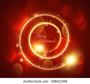 Golden star trail holiday vector background with shiny bokeh. Eps10.