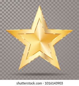 golden star with transparent shadow, vector template for show business or something else