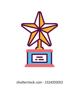 Golden star trophy color line icon. Winners cup. Talent show. Sign for web page, mobile app, button, logo. Vector isolated element. Editable stroke.