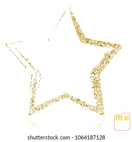 Golden star vector banner. Gold glitter star. Gold template star for banner, card, vip, exclusive, certificate, gift, luxury, privilege, voucher, store, present, shopping