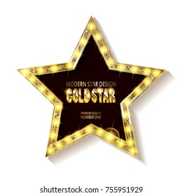 Golden Star. Vector banner. isolated on white background