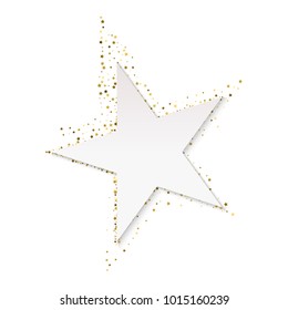 Golden star vector banner on white background. Gold glitter star. Gold template star for banner card vip exclusive certificate gift luxury privilege voucher store present shopping