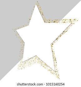 Golden star vector banner on white  and gray background. Gold glitter star. Gold template star for banner card vip exclusive certificate gift luxury privilege voucher store present shopping