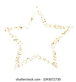 Golden star vector banner on white background. Gold glitter star. For banner, card, vip, exclusive, certificate, gift, luxury, privilege, voucher, store, present, shopping
