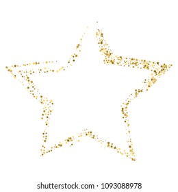 Golden star vector banner on white background. Gold glitter star. For banner, card, vip, exclusive, certificate, gift, luxury, privilege, voucher, store, present, shopping