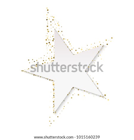 Golden star vector banner on white background. Gold glitter star. Gold template star for banner card vip exclusive certificate gift luxury privilege voucher store present shopping