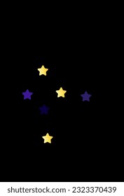 Golden Star Vector Black Background. Bright Constellation Modern Wallpaper. Glitter Glamour Invitation. Splash Isolated Banner.