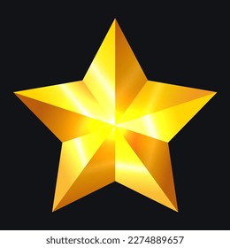 Goldener Stern. Vektorgoldener Stern einzeln auf schwarzem Hintergrund.