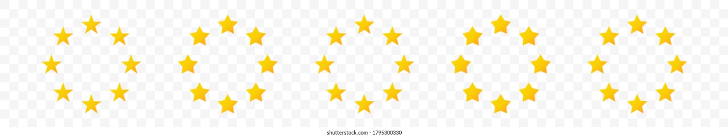 Golden Star Vector Icons. Yellow Stars In The Form Of A Circle. Vector Illustration.