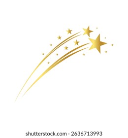 Golden Starburst Celestial Trail, Shooting Stars, Glittering Night