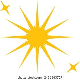 Goldene starburst Sonnenform mit scharfen Strahlen - Stock Vektorgrafik