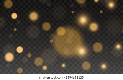 Golden Stardust – A shimmering array of glowing golden particles floating against a dark transparent background, evoking the magical essence of cosmic dust, fairy lights, and celestial wonders 