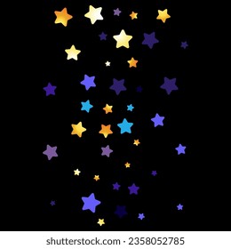 Golden Starfall Vector Black Background. Bright Stars Bridal Illustration. Night sky Art Card. Confetti Glamour Wallpaper.