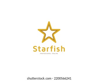 Golden Starfish Logo Design Illustration