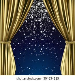 Golden starry curtain