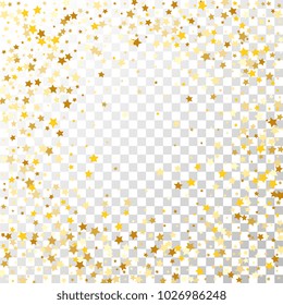 Golden Stars Background. Beautiful Falling Golden Stars Confetti. Abstract Decoration for Party, Birthday Celebrate, Anniversary or Event, Festive. Vector illustration