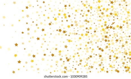 Golden Stars Background. Beautiful Falling Golden Stars Confetti. Abstract Decoration for Party, Birthday Celebrate, Anniversary or Event, Festive. Vector illustration