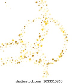Golden Stars Background. Beautiful Falling Golden Stars Confetti. Abstract Decoration for Party, Birthday Celebrate, Anniversary or Event, Festive. Vector illustration