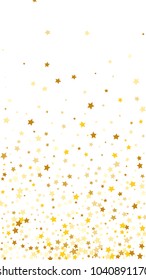 Golden Stars Background. Beautiful Falling Golden Stars Confetti. Abstract Decoration for Party, Birthday Celebrate, Anniversary or Event, Festive. Vector illustration