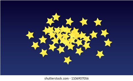 Golden Stars Background. Beautifull Golden Stars Confetti on Blue Background.
 Abstract Decoration for Party, Birthday Celebrate, Anniversary or Event, Festive. Vector illustration 