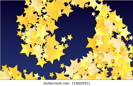 Golden Stars Background. Beautifull Golden Stars Confetti on Blue Background.
 Abstract Decoration for Party, Birthday Celebrate, Anniversary or Event, Festive. Vector illustration 