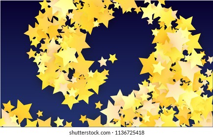 Golden Stars Background. Beautifull Golden Stars Confetti on Blue Background.
 Abstract Decoration for Party, Birthday Celebrate, Anniversary or Event, Festive. Vector illustration 