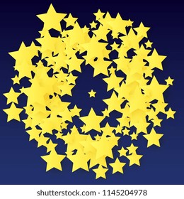 Golden Stars Background. Beautifull Golden Stars Confetti on Blue Background.
 Abstract Decoration for Party, Birthday Celebrate, Anniversary or Event, Festive. Vector illustration 