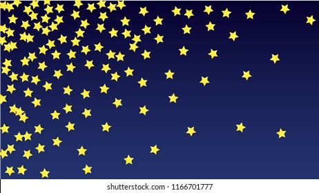 Golden Stars Background. Beautifull Golden Stars Confetti on Blue Background.
 Banner, Greeting Card, Christmas card, Postcard, Packaging, Textile Print. Beautiful Night Sky