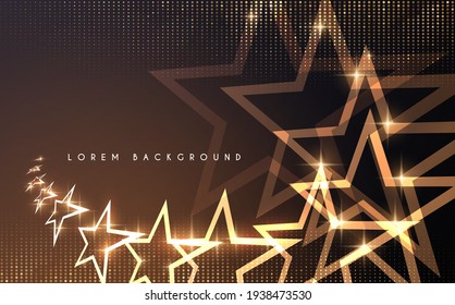 Golden stars background with glow effect