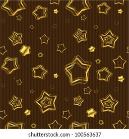 Golden stars background. Seamless vector.