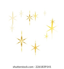 golden stars. Beautiful gold falling magic stars on white background sparkle pattern.  Vector sparkles on a transparent background. Gold shooting stars.