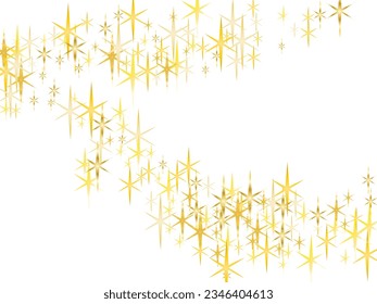 golden stars. Beautiful gold falling magic stars on white background sparkle pattern. Glitter elegant design elements. Christmas light effect.