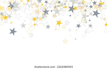 Golden stars composition on white background.  de-focused