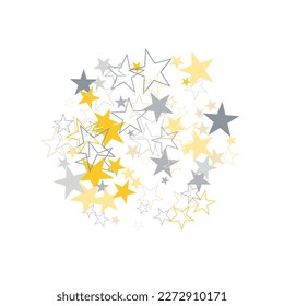 Golden stars composition on white background.  de-focused