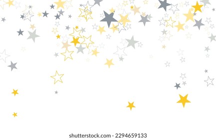 Golden stars composition on white background.   Christmas texture. Vector illustration.