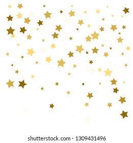 Golden stars confetti. Abstract background with many falling gold stars confetti. vector background