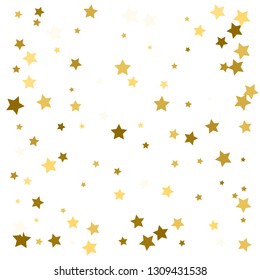 Golden stars confetti. Abstract background with many falling gold stars confetti. vector background