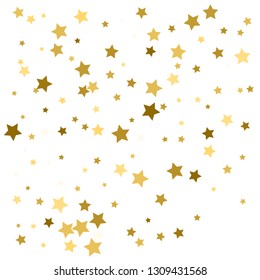 Golden stars confetti. Abstract background with many falling gold stars confetti. vector background