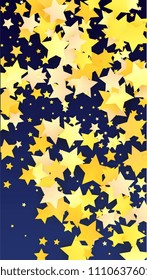 Golden Stars Confetti. Invitation Background. Banner, Greeting Card, Christmas and New Year card, Postcard, Packaging, Textile Print. Beautiful Night Sky
