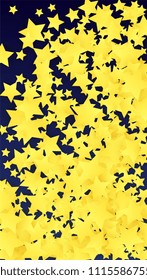 Golden Stars Confetti. Invitation Background. Banner, Greeting Card, Christmas and New Year card, Postcard, Packaging, Textile Print. Beautiful Night Sky. vector
