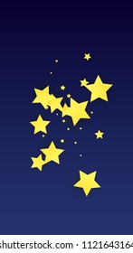 Golden Stars Confetti. Invitation Background. Banner, Greeting Card, Christmas and New Year card, Postcard, Packaging, Textile Print. Beautiful Night Sky. vector

