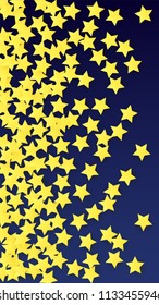 Golden Stars Confetti. Invitation Background. Banner, Greeting Card, Christmas and New Year card, Postcard, Packaging, Textile Print. Beautiful Night Sky. vector
