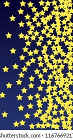 Golden Stars Confetti. Invitation Background. Banner, Greeting Card, Christmas and New Year card, Postcard, Packaging, Textile Print. Beautiful Night Sky
