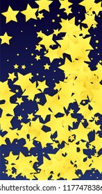 Golden Stars Confetti. Invitation Background. Banner, Greeting Card, Christmas and New Year card, Postcard, Packaging, Textile Print. Beautiful Night Sky
