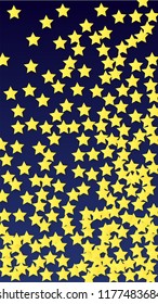 Golden Stars Confetti. Invitation Background. Banner, Greeting Card, Christmas and New Year card, Postcard, Packaging, Textile Print. Beautiful Night Sky
