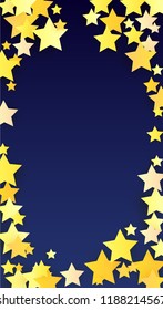 Golden Stars Confetti. Invitation Background. Banner, Greeting Card, Christmas and New Year card, Postcard, Packaging, Textile Print. Beautiful Night Sky. vector
